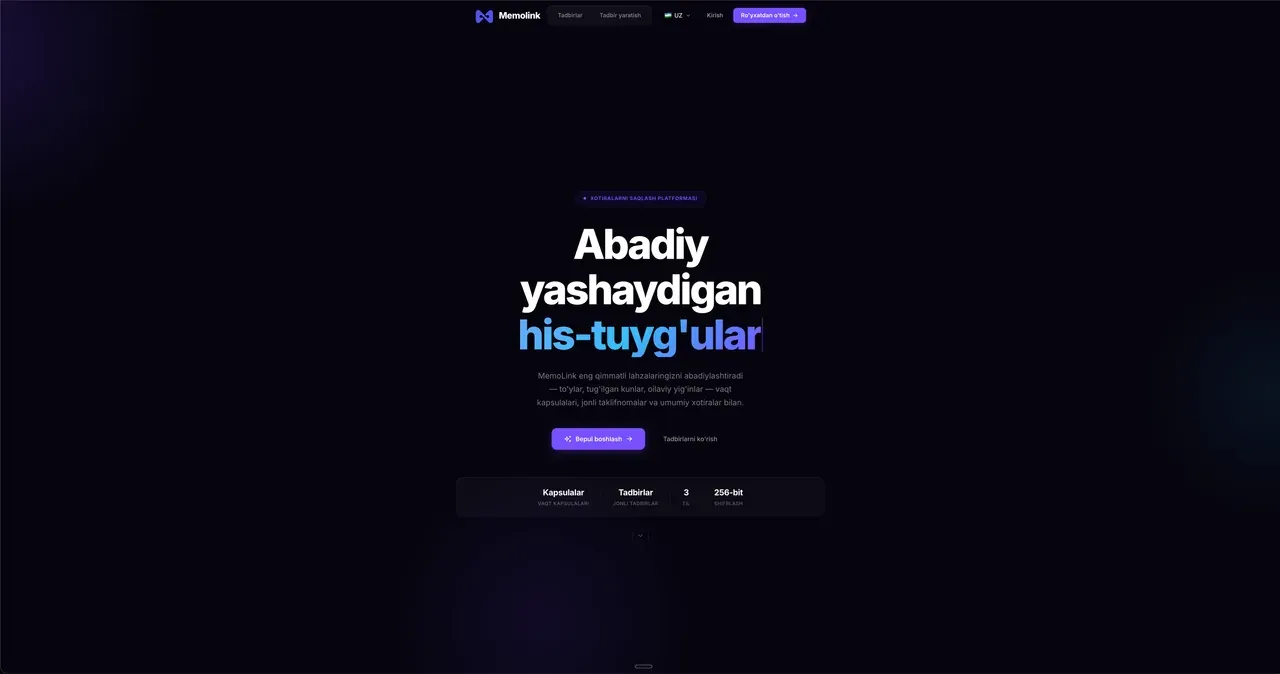 Memolink app — social networking interface preview